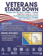 Sarasota County Veterans Stand Down Poster. The Stand Down is supported by Florida Veterans for Common Sense.