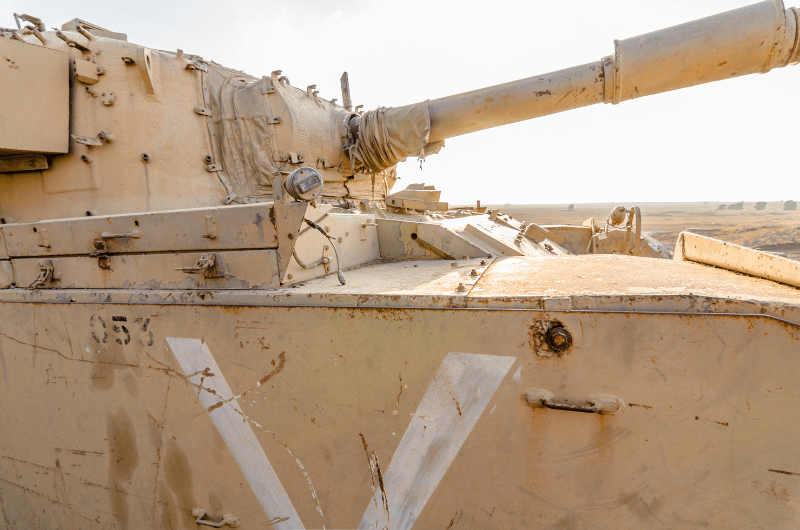 A decommissioned Israeli Centurion Tank used during the Yom Kippur War in 1973 at Tel Saki on the Golan Heights, Israel