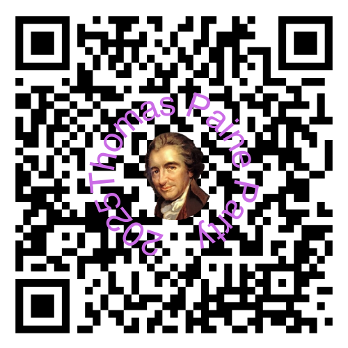 QR code for the FLVCS 2025 Thomas Paine Party.