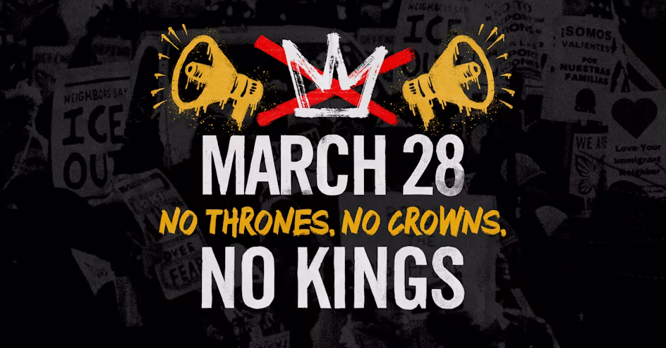 No Kings Rally Banner for March 28.